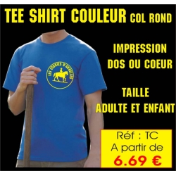 Réf. TC - Tee shirt couleur col rond - impression 1 couleur - COEUR ou DOS